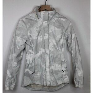 The North Face Women White/Gray Resolve Parka II ZipUp Waterproof Jacket Camo XS